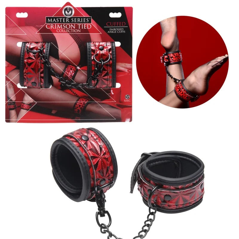 MasterSeries–CrimsonTiedCollectionCuffedAnkleCuffs(Red/Black)