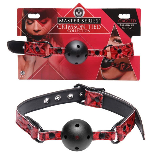 MasterSeries–CrimsonTiedCollectionGaggedBreathableBallGag(Red/Black)