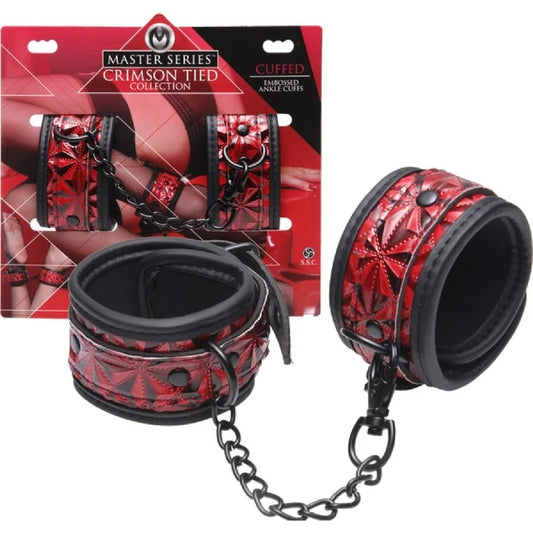 MasterSeries–CrimsonTiedEmbossedAnkleCuffs|AdjustableAnkleCuffs