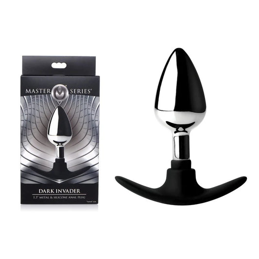 MasterSeries–DarkInvader1.3″InchMetal&SiliconeAnalPlug–Medium(Chrome/Black)