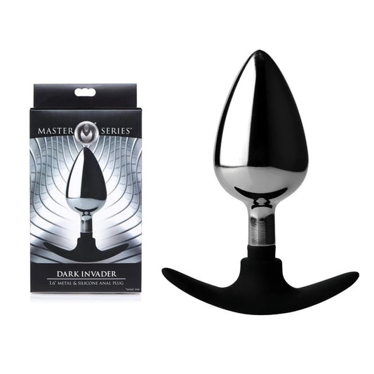 MasterSeries–DarkInvader1.6″InchMetal&SiliconeAnalPlug–Large(Chrome/Black)