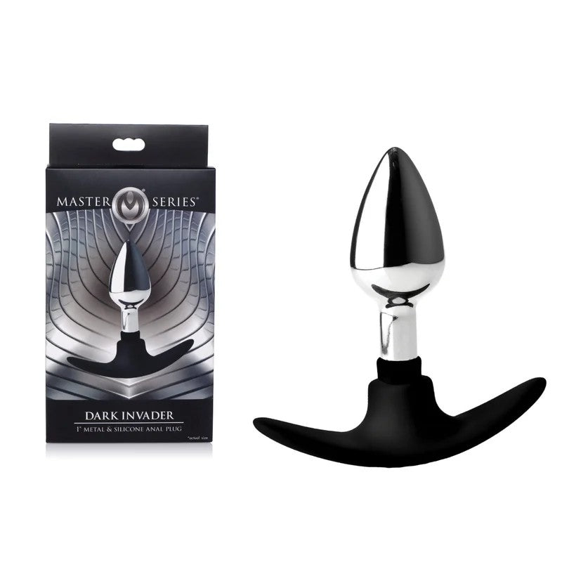 MasterSeries–DarkInvader1″InchMetal&SiliconeAnalPlug–Small(Chrome/Black)