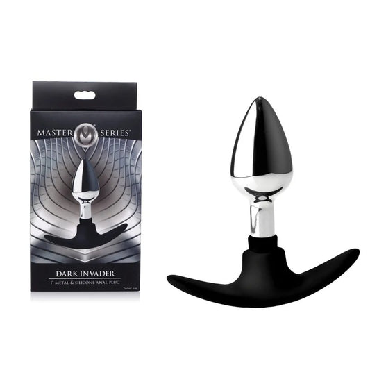 MasterSeries–DarkInvader1″InchMetal&SiliconeAnalPlug–Small(Chrome/Black)