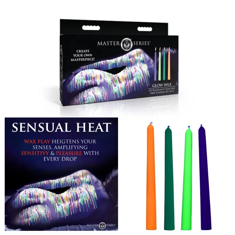 MasterSeries–GlowWaxUVBlacklightReactiveDripCandlesSetOf4