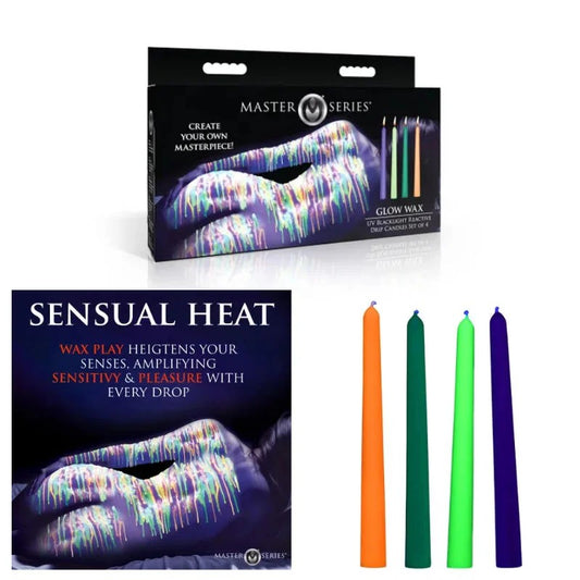 MasterSeries–GlowWaxUVBlacklightReactiveDripCandlesSetOf4