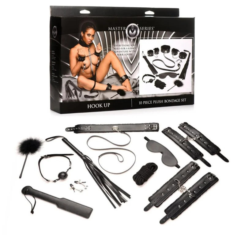 MasterSeries–“Hookup”10PiecePlushBondageSet(Black)