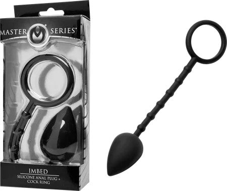 MasterSeries–“Imbed”SiliconeAnalPlug+CockRing(Black)