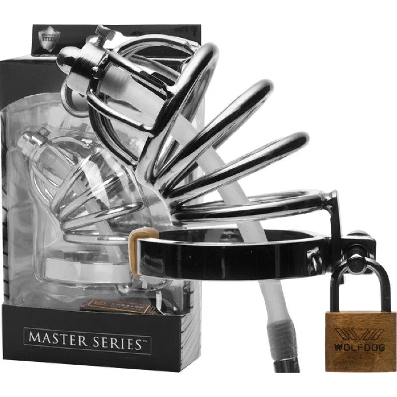 MasterSeries–StainlessSteelChastityCageWithSiliconeUrethralPlug|ChastityCage