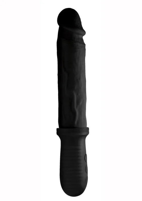 MasterSeries8xAutoPounderRechargeableSiliconeVibratingandThrustingDildowithHandle