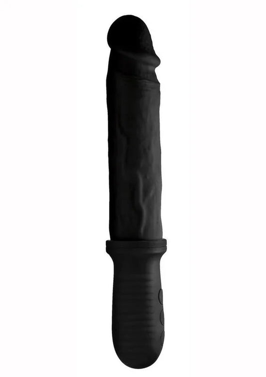 MasterSeries8xAutoPounderRechargeableSiliconeVibratingandThrustingDildowithHandle