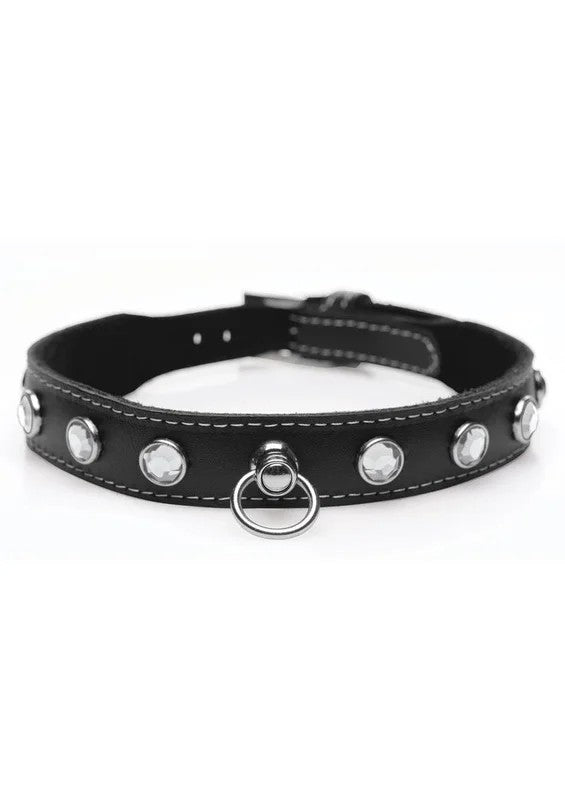MasterSeriesBlingVixenLeatherCollarwithRhinestones