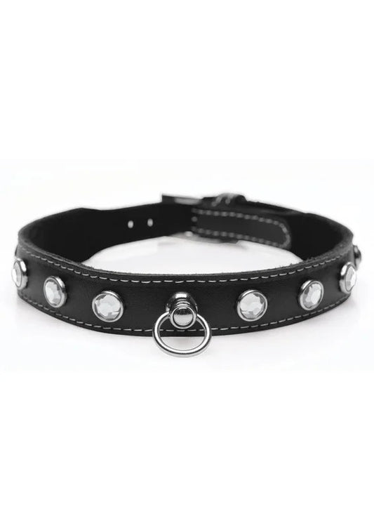 MasterSeriesBlingVixenLeatherCollarwithRhinestones