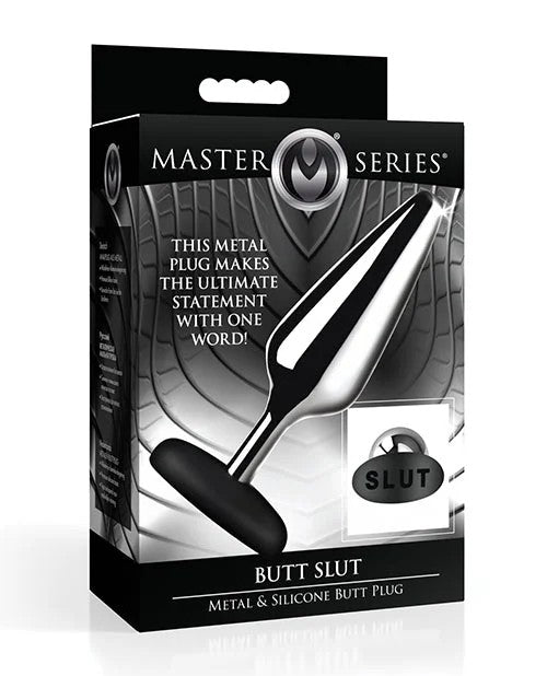 MasterSeriesButtSlutMetal&SiliconeButtPlug–Metal/Black