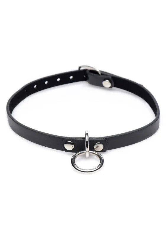 MasterSeriesCollaredVixenSilverRingLeatherSlimChoker