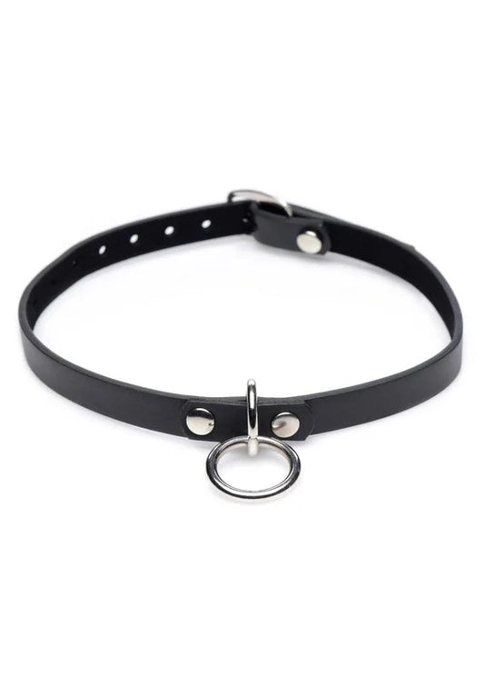 MasterSeriesCollaredVixenSilverRingLeatherSlimChoker