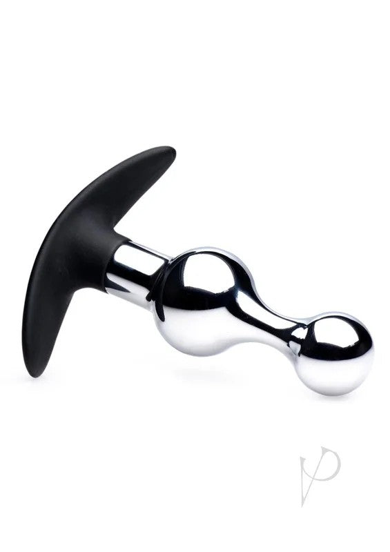 MasterSeriesDarkDropMetalandSiliconeBeadedAnalPlug