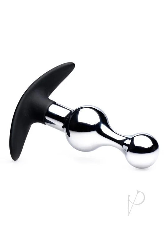 MasterSeriesDarkDropMetalandSiliconeBeadedAnalPlug