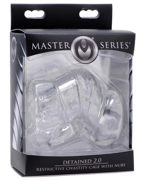 MasterSeriesDetained2.0RestrictiveChastityCageW/nubs–Clear