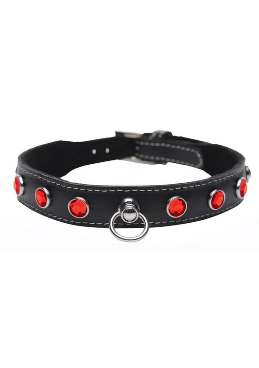 MasterSeriesFierceVixenLeatherCollarwithRhinestones