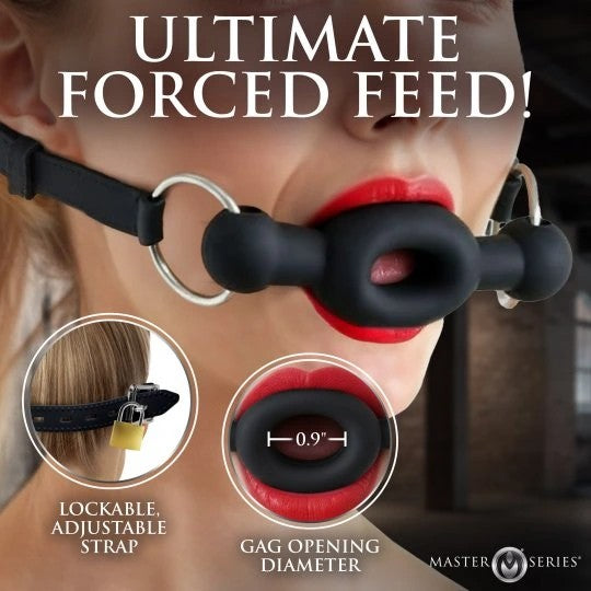MasterSeriesForcedRingGagSiliconeFeedingGagAdjustableStrapLockingOralControl