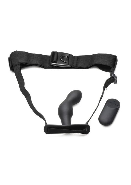 MasterSeriesP-SpotPlugger28xRechargeableSiliconeProstatePlugwithHarnessandRemoteControl