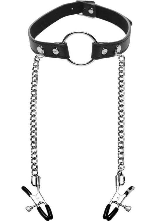 MasterSeriesSeizeO-RingGagwithNippleClamps