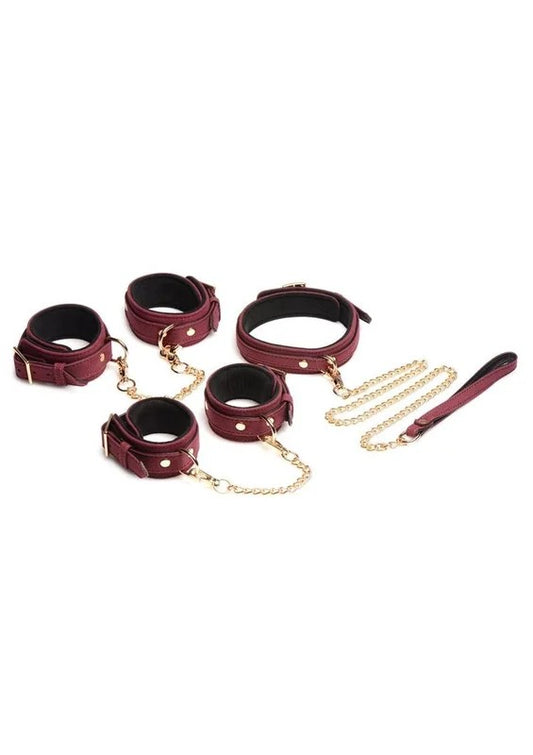 MasterSeriesVelvetBondageSetCuffs,Collar,andLeash