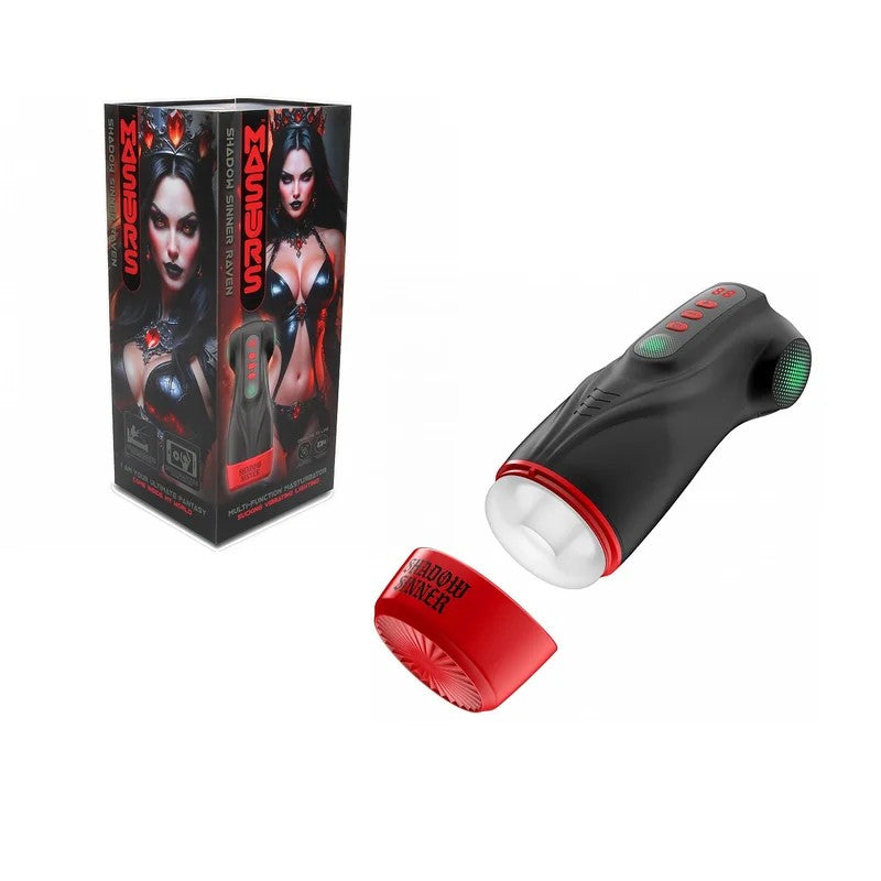 MASTURSRaven“ShadowSinner”SuckingVibratingLEDLightsAutoStroker(Black/Red/White)