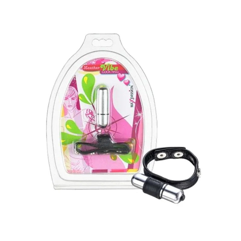 MaxPassion–VibratingLeatherCockRing(Black)