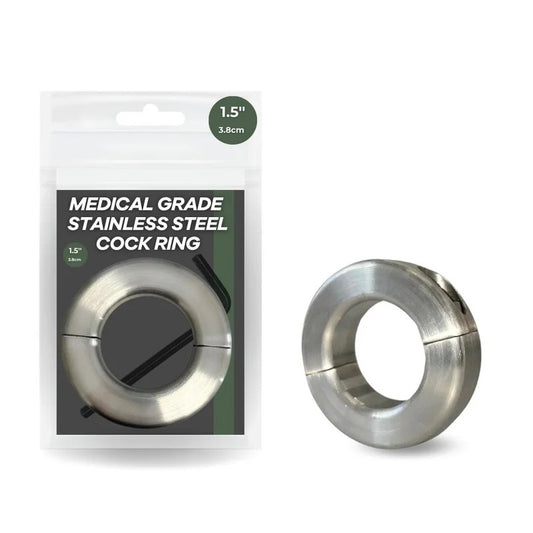 MedicalGradeLockable1.5″StainlessSteelCockRing(Silver)