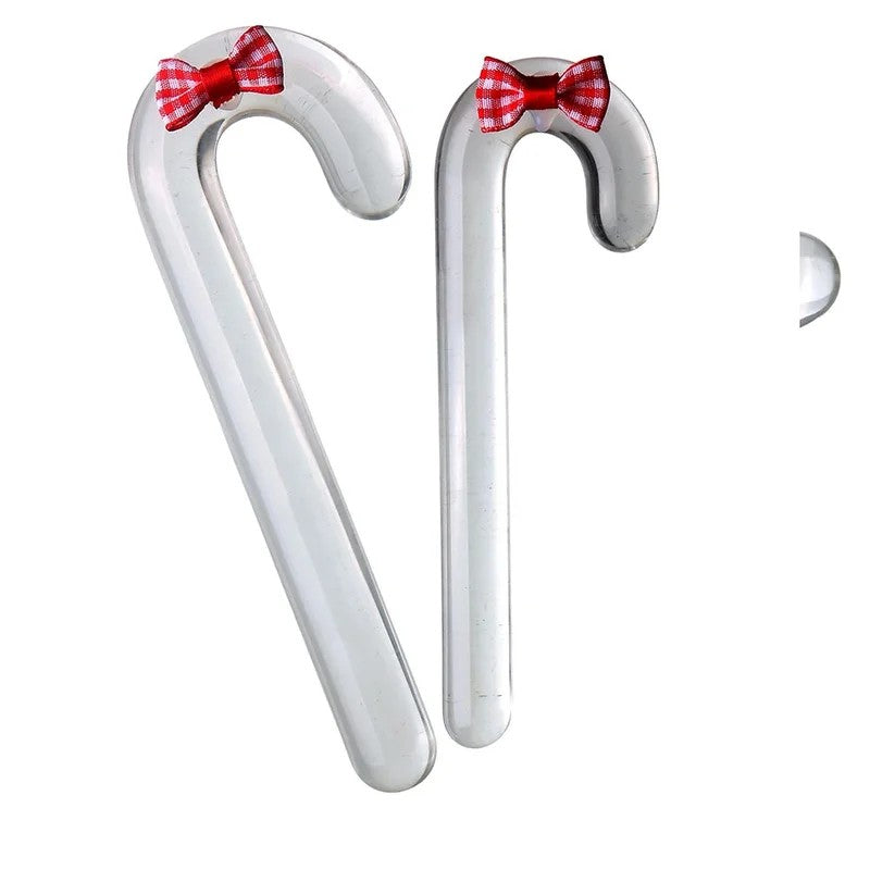 MiniChristmasCandyCaneClearCrystalGlassDildoAnalPlug