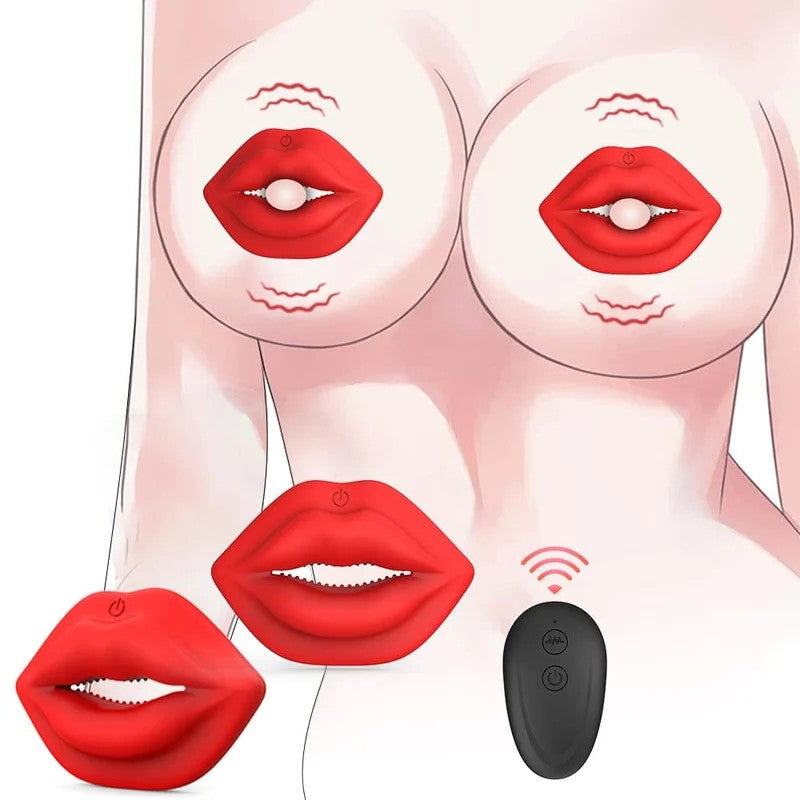 MizzZeeWirelessRedLipNippleClampvibratorWithRemoteControlControl