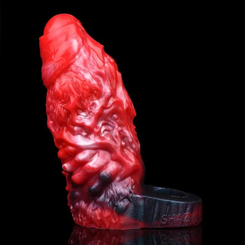 MonsterFantasyVibratingPenisSleeve–Blood-BlackSiliconeCockSheathPeggingSexuality