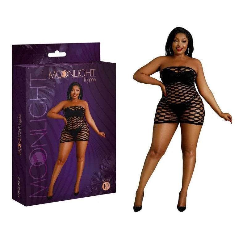 MoonlightLingerie–Model10PotholeTubeDress–PlusSize(Black)
